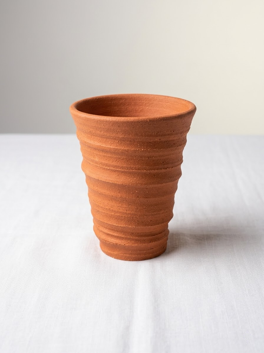 Handmade terracotta olla for garden irrigation